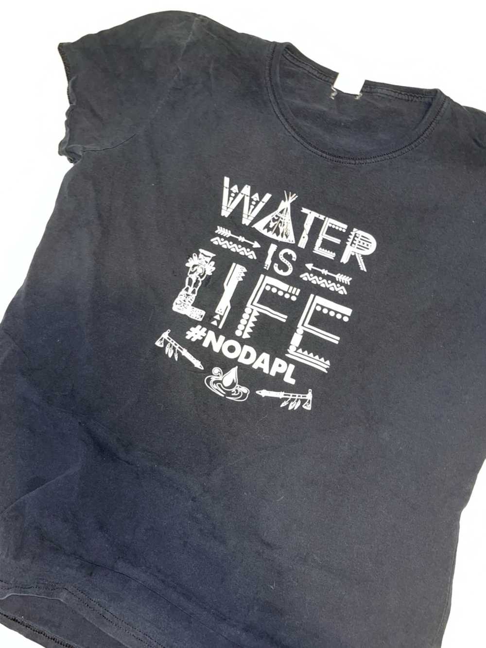 Vintage Water is Life NO DAPL black t shirt 2X